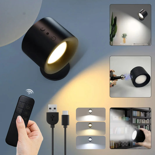 LED Wall Sconces Light Double Head Touch Control 360 Rotatable Wireless Night Light for Bedroom Kitchen Dining Room Black/White